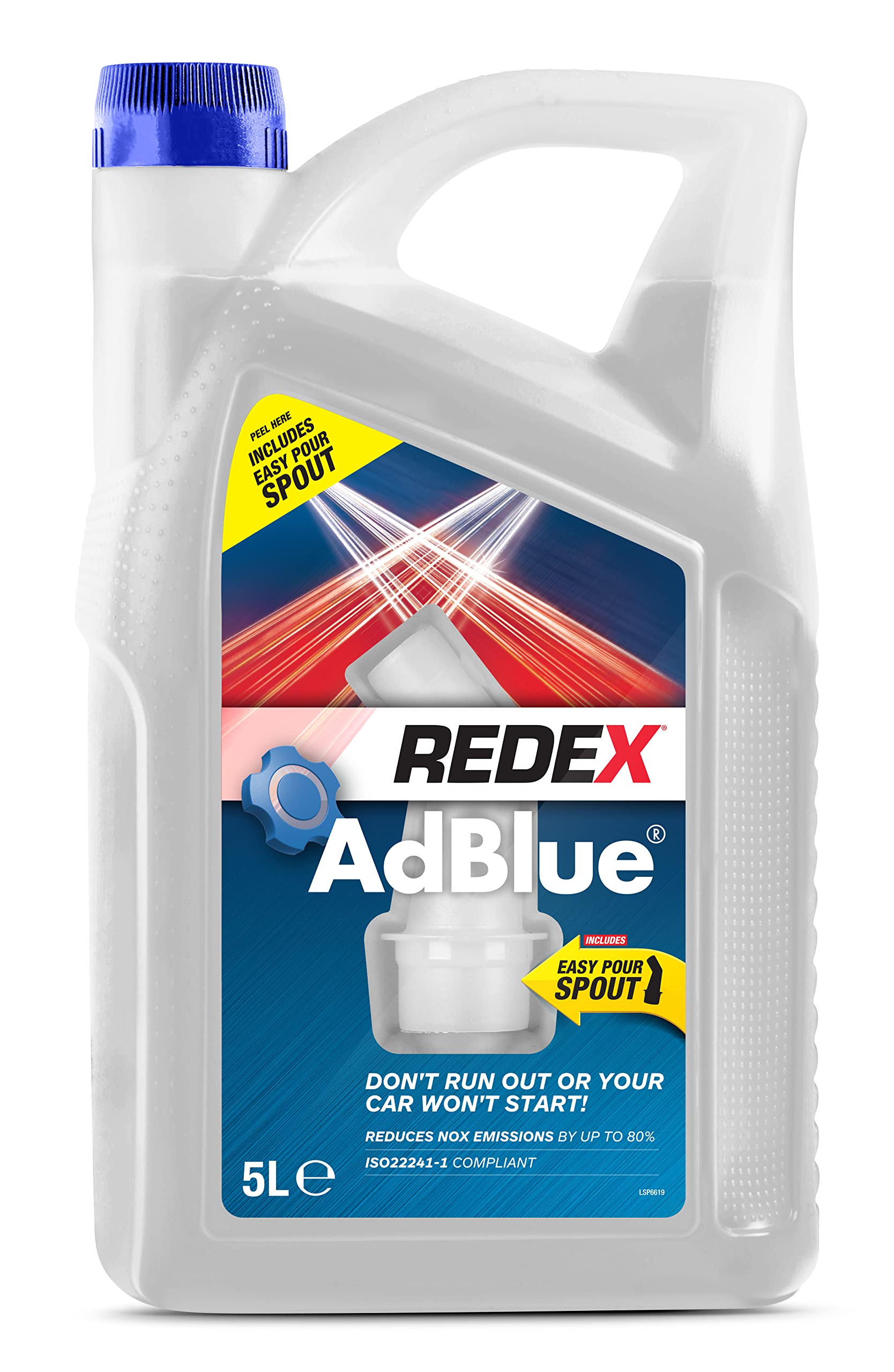 Redex AdBlue Additive 5L, AdBlue With Easy-Pour Spout, Reduces NOX Emissions, Quick & Easy Filling, Keep Spare In Boot, Premium Quality AdBlue Diesel Exhaust Fluid, No-Spill Bottle, 5 Litres