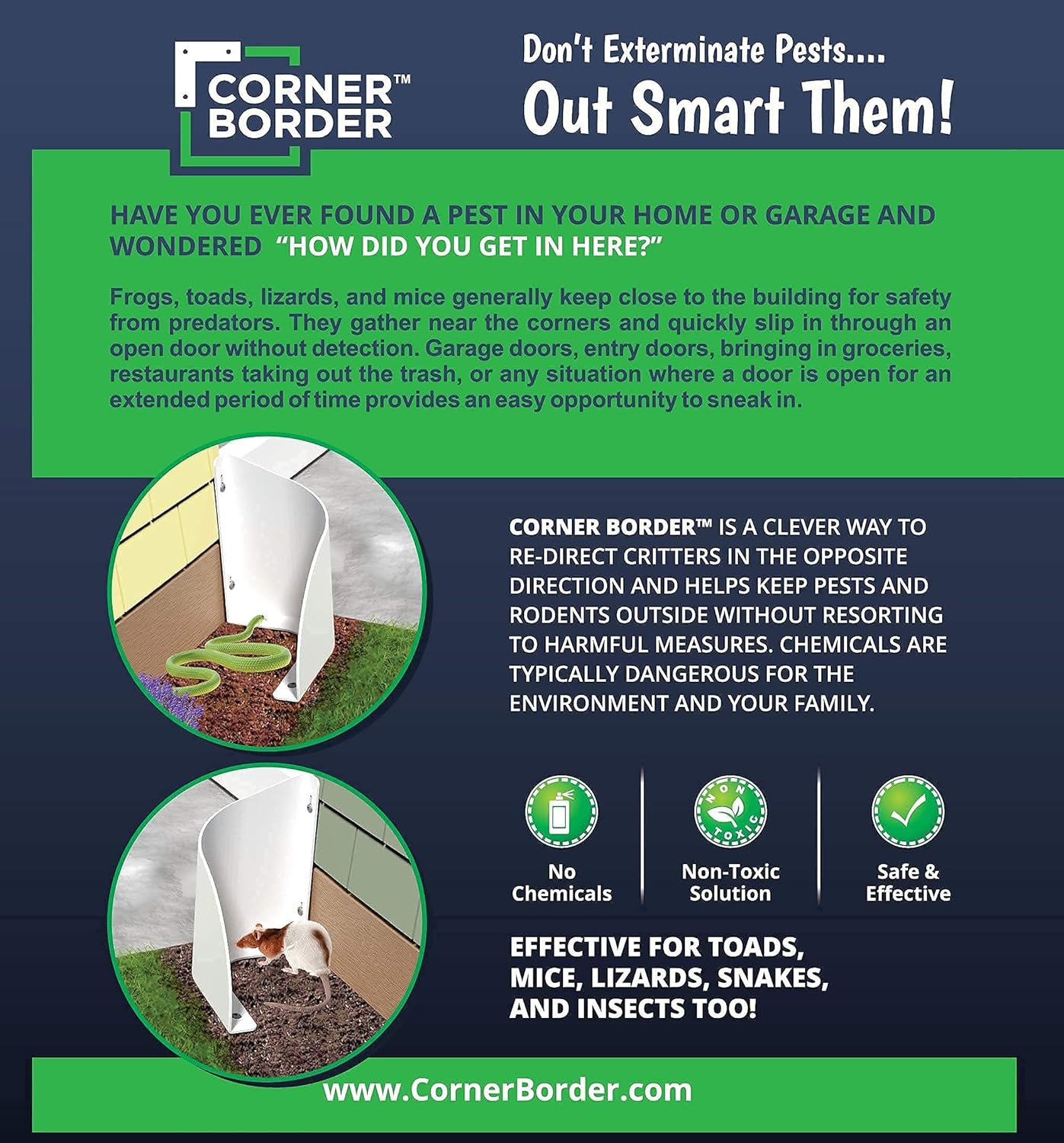 Corner Border Pesticide Free Pest Barrier | Keep Frogs, Toads, Rodents, and Insects Out of Your Home or Garage! : Garden & Outdoor
