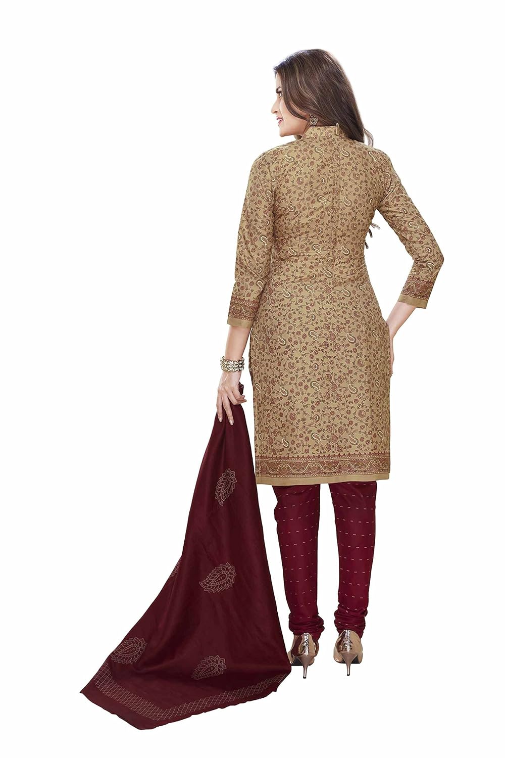 miraan women's dress material (san2307_brown_free size)