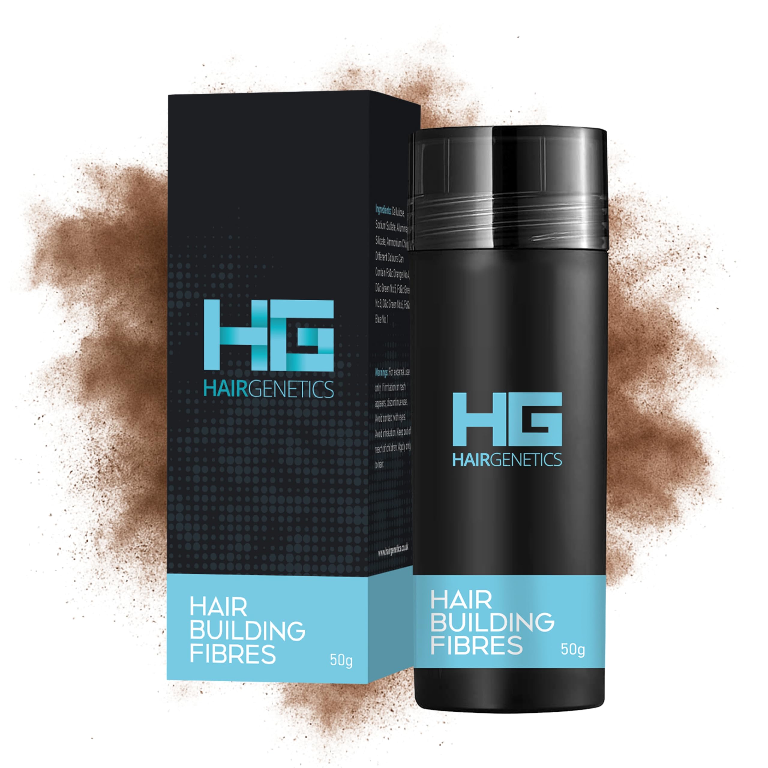 Hair Genetics Hair Fibres for Hair Loss Cover Thin Hair & Bald Spots- Hair Fibre for Thick Hairs- Fibers for Men and Women for Hair Loss (Medium Brown 50g)