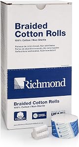 Richmond 1.5" Medium Braided Cotton Rolls 2000ct Nonsterile Dental Medical view 1