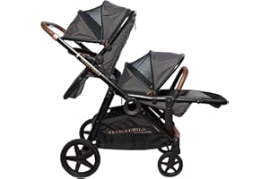 Venice Child Maverick - Tandem Stroller, Single to Double Stroller - 2 Toddler Seats & Car Seat Adapter (Package 3, Twilight Gray)