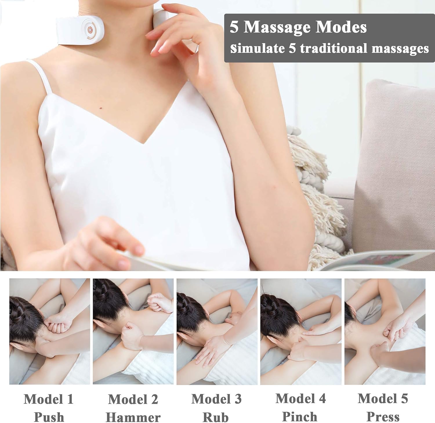 Neck Massager, Intelligent Portable Neck Massage Equipment with Heat, 5 Modes 15 Levels Deep Tissue Trigger Point Massage Use at Office, Travel, Home, Car（Blue）: Health & Personal Care