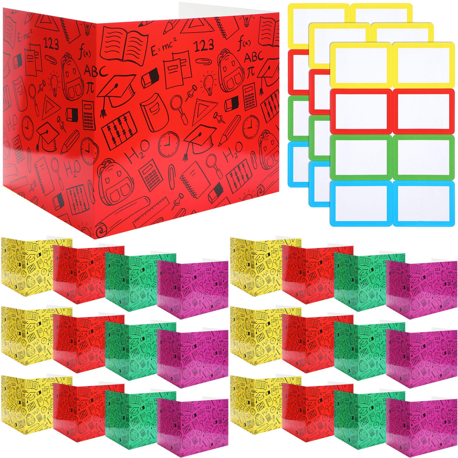 Photo 1 of Crtiin 24 Pcs Desk Dividers for Students Privacy Folders Standard School Cardboard Board Desk Dividers for Classroom Teacher Supplies School Testing Student Reduces Distractions(Vibrant Color)