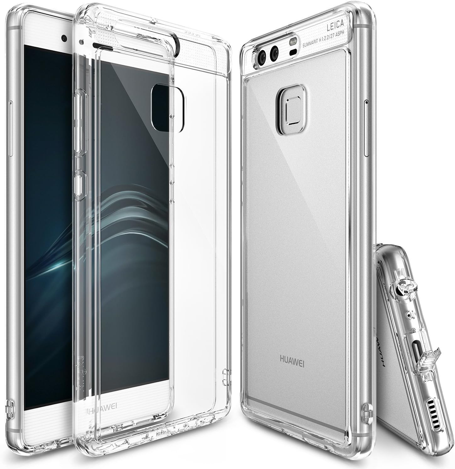 Ringke Fusion Designed for Huawei P9 Case, Crystal Clear PC Back TPU Rugged Flexible Bumper [Drop Protection/Shock Absorption Technology][Attached Dust Caps] for Huawei P9 - Clear