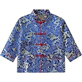 Boy Tang Suit Dragon Long Sleeve Shirt Chinese New Year Outfit Chinese Traditional Clothes for Kids