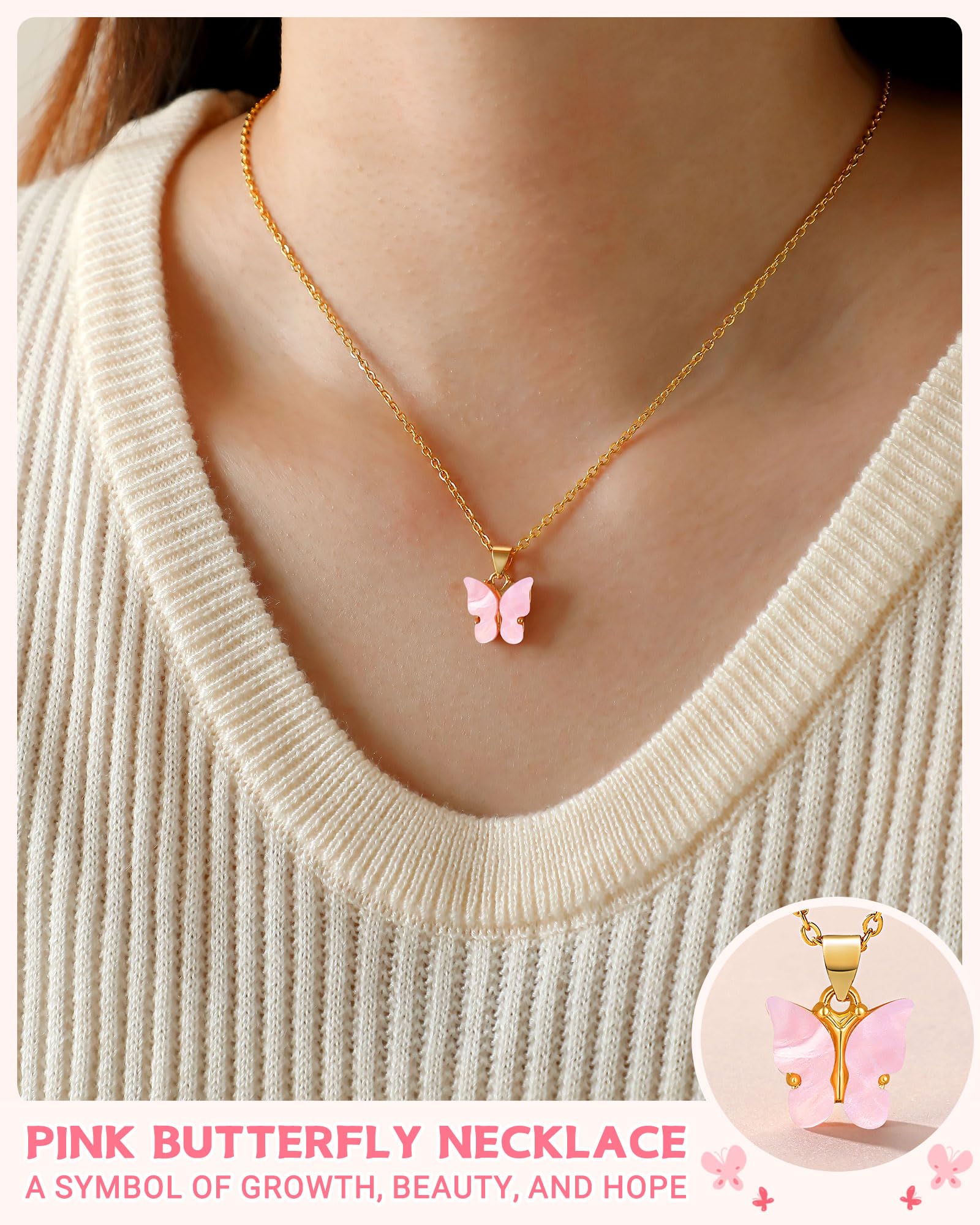 Beautiful Butterfly Necklace Gifts – Jewelry for Granddaughter, Daughter, Niece, Sisters from Mom or Grandma for Birthday, Christmas, Valentines