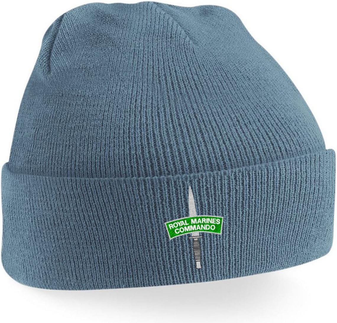 Embroidered Royal Marine Commando Beanie Hat - Cap (Airforce Blue)