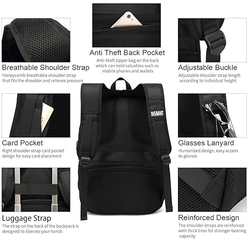 INSAVANT Laptop Backpack Inch TSA Friendly Travel Backpacks