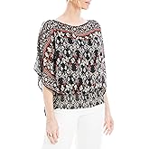 Max Studio Womens Georgette Split Sleeve Poncho Blouse