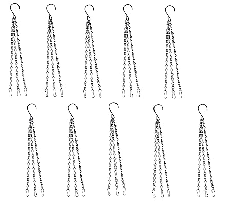 COIR GARDEN Heavy Iron Chain 16 Inch Length - Metal Chain for Hanging Pots - (Pack of 10) - Hanging Basket Chain