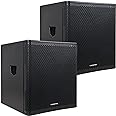 Sound Town METIS Series Pair of 2400 Watts 18" Powered PA/DJ Subwoofer with Class-D Amplifier, Plywood, Black (METIS-PRO18AS-PAIR)