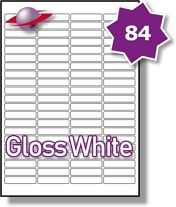 84 Per Page/Sheet, 5 Sheets (420 Sticky TINY GLOSS Labels), Label White Blank Plain Thin