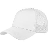 Falari 5-Panel Mesh Baseball Cap, Trucker Hat, Structured Plain Design, Cotton, Adjustable Size