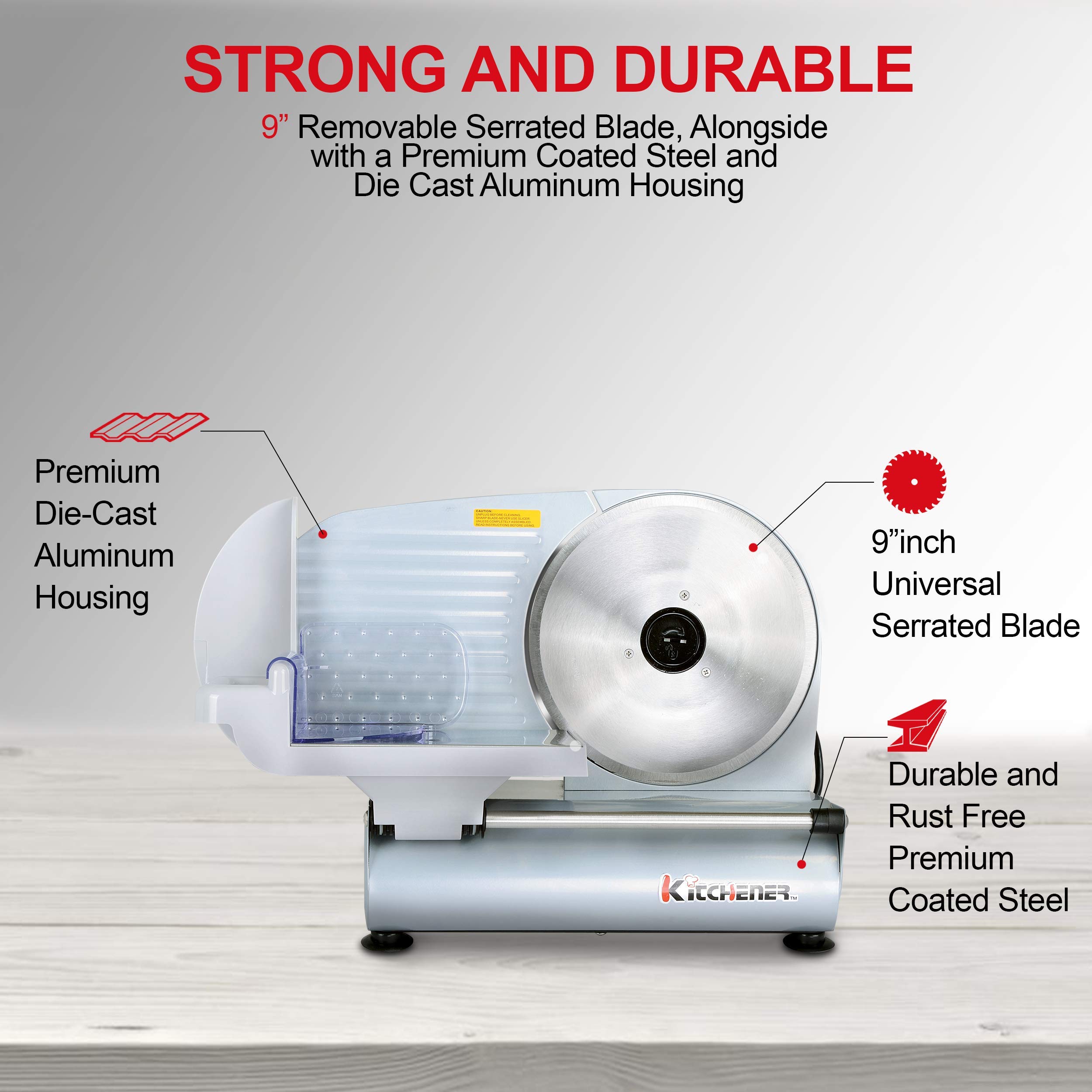 Kitchener Meat Slicer Food Deli Bread Cheese Electric 9inch Stainless