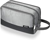 WANDF Toiletry Bag Water-Resistant Nylon Travel Wash Bag A-Grey