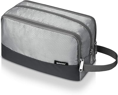 WANDF Toiletry Bag Water-Resistant Nylon Travel Wash Bag A-Grey