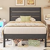 Fluest Twin Bed Frame with Headboard and Footboard, Metal Twin Bed Frame with Under Bed Storage, All-Metal Support System, No Box Spring Needed, Easy Assembly,Rustic Grey