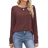 JROWI Womens Shirt Long Sleeve Trendy T-Shirt Solid Blouses Business Casual Tee