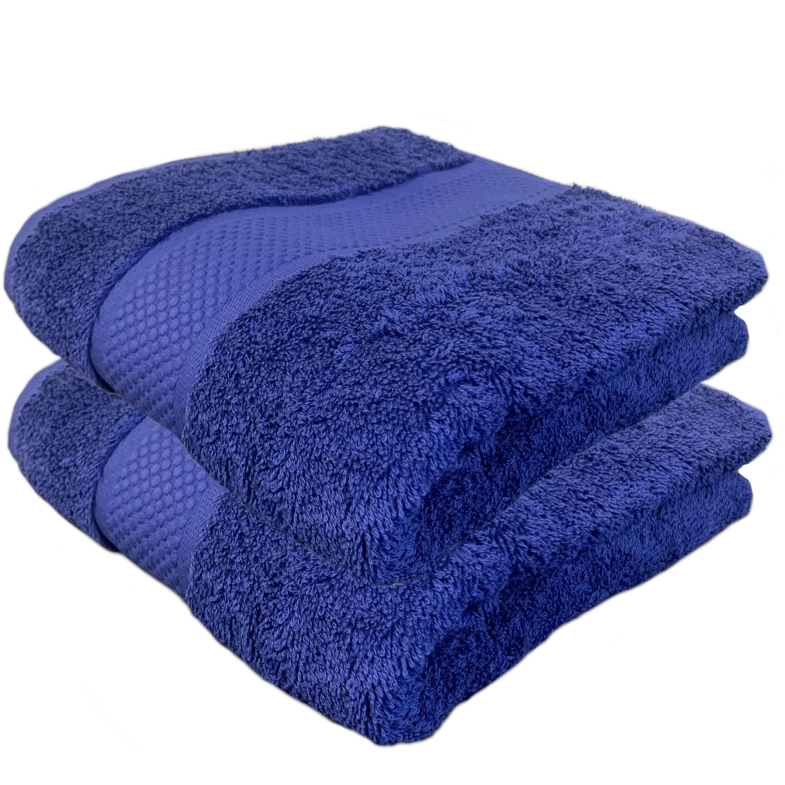Sue Rossi Hand Towels 100% Turkish Organic Combed Cotton, Bathroom Or Kitchen Towel, 600gsm Thick, Very Soft Plush & Absorbent, 50 x 90cm, Single Or Twin Set Premium Quality (Navy blue, 2)