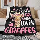 Mokukenren Just A Girl Who Loves Giraffes Blanket Lightweight Cozy Flannel Fleece Throw Blanket Best Gift Home Decor for Bed Couch Outdoor Camping 80"x60" Queen for Adults