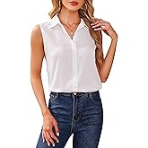 YAMANMAN Sleeveless Button Down Shirts Women Satin Blouse Basic Work Collared Tank Tops Elegant Summer Office Classic Shirt