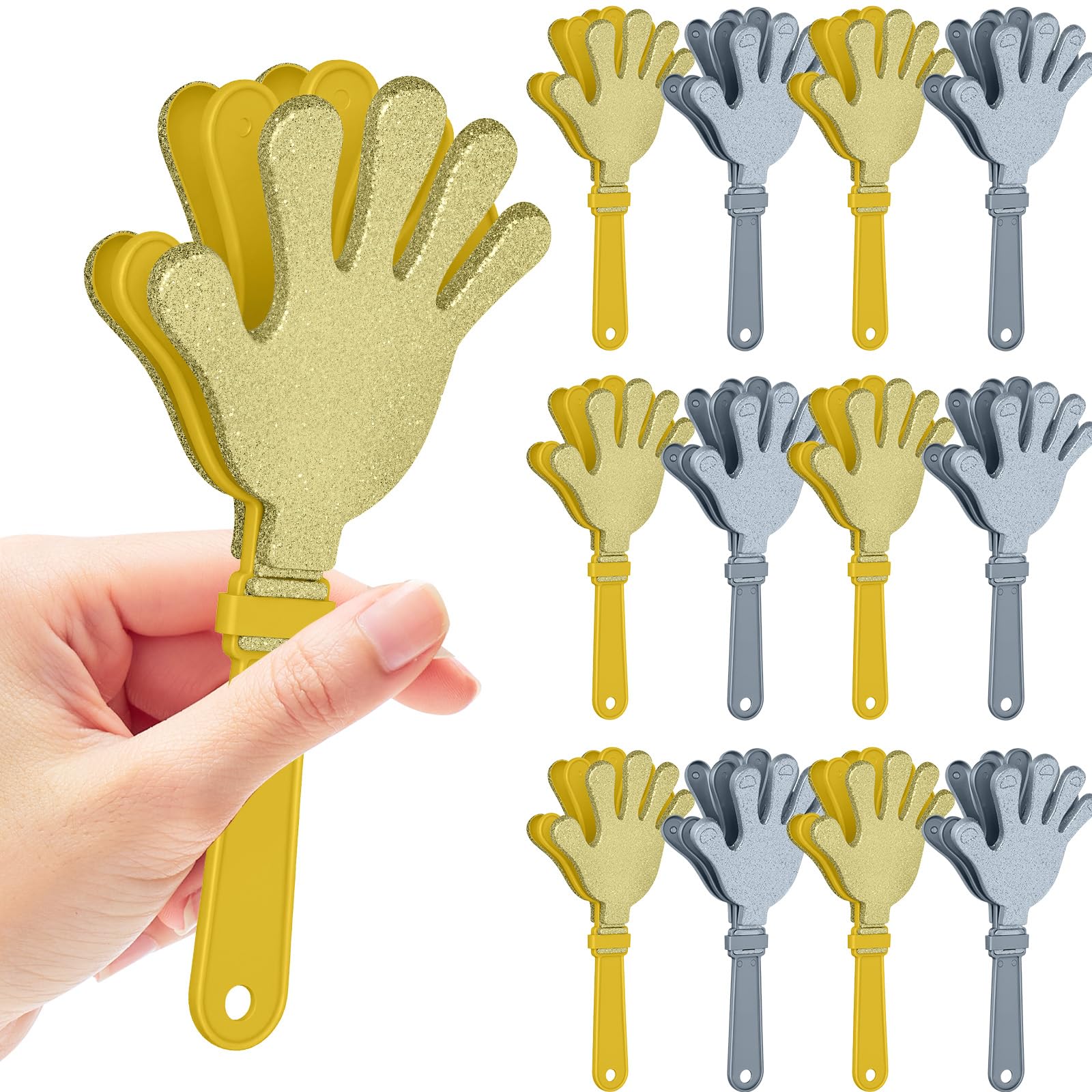 Photo 1 of 12 PcsGlod and silver Glittered Hand Clappers?7" Hand Clappers Noisemakers for 2026 New Year's Eve Party Supplies