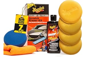 MEGUIAR'S Meguiar’s Quik Scratch Eraser Kit, Car Scratch Remover for Fixing Surface Blemishes, Includes ScratchX, Drill-Mounted Pad, and Microfiber Towel, Great Car Gifts for Men and Women