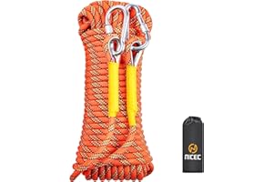 Nice C Climbing Rope, Rescue Rope, Construction Rope, Rock Climbing Rope, Static 10mm 32ft/64ft/96ft/160ft/230ft/500ft/985ft/1000ft with Carry Bag (Orange, 10M(32ft))