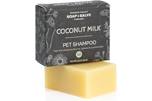 Chagrin Valley Soap & Salve Certified Organic Dog Shampoo and Conditioner – Dog Shampoo Itchy Skin Relief and Puppy Essentials - Natural Handmade Coconut Milk, 3.8 oz Bar