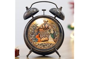 KIKTH Lighted Christmas Snow Globe Lantern, Alarm Clock Snow Globe 6H Timer Musical Christmas Lantern, USB/Battery Operated Christmas Decorations Indoor (Nativity)