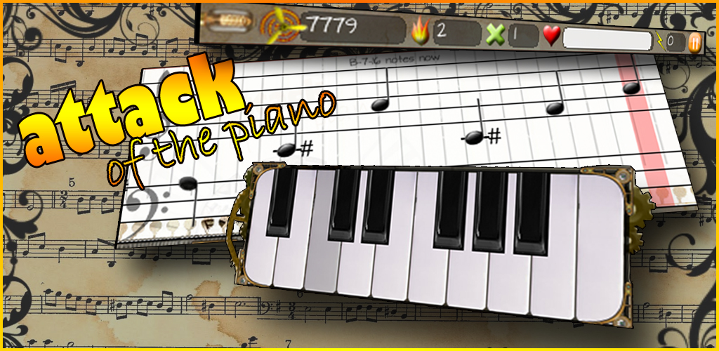 Attack of the piano - Note sight reading game.