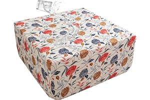 EVOLLER Stretch Square Ottoman Cover 50x50x18 inches Waterproof Floral Foot Stool Ottoman Slipcover for Living Room Washable Removable