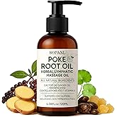Organic Poke Root Castor Massage Oil – Herbal Body Massage Oil for Circulation Comfort & Skin Firming, Natural Blend with Ginger, Frankincense & Vitamin E, 4.02 fl oz / 120 ml