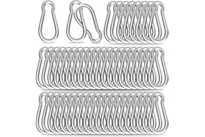 HIGH-PQ 50PCS M5 Spring Snap Hook Carabiner, Heavy Duty Galvanized Steel Carabiner Clip, 220LBS Holding Capacity Spring Clips for Hammock Swing Outdoor Travel
