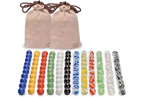 Yellow Mountain Imports Chinese Checkers Marble Set Combo – 120 Glass Marbles (60 Solid-Colored + 60 Translucent Glass Petal Colors) – 16mm Replacement Game Pieces