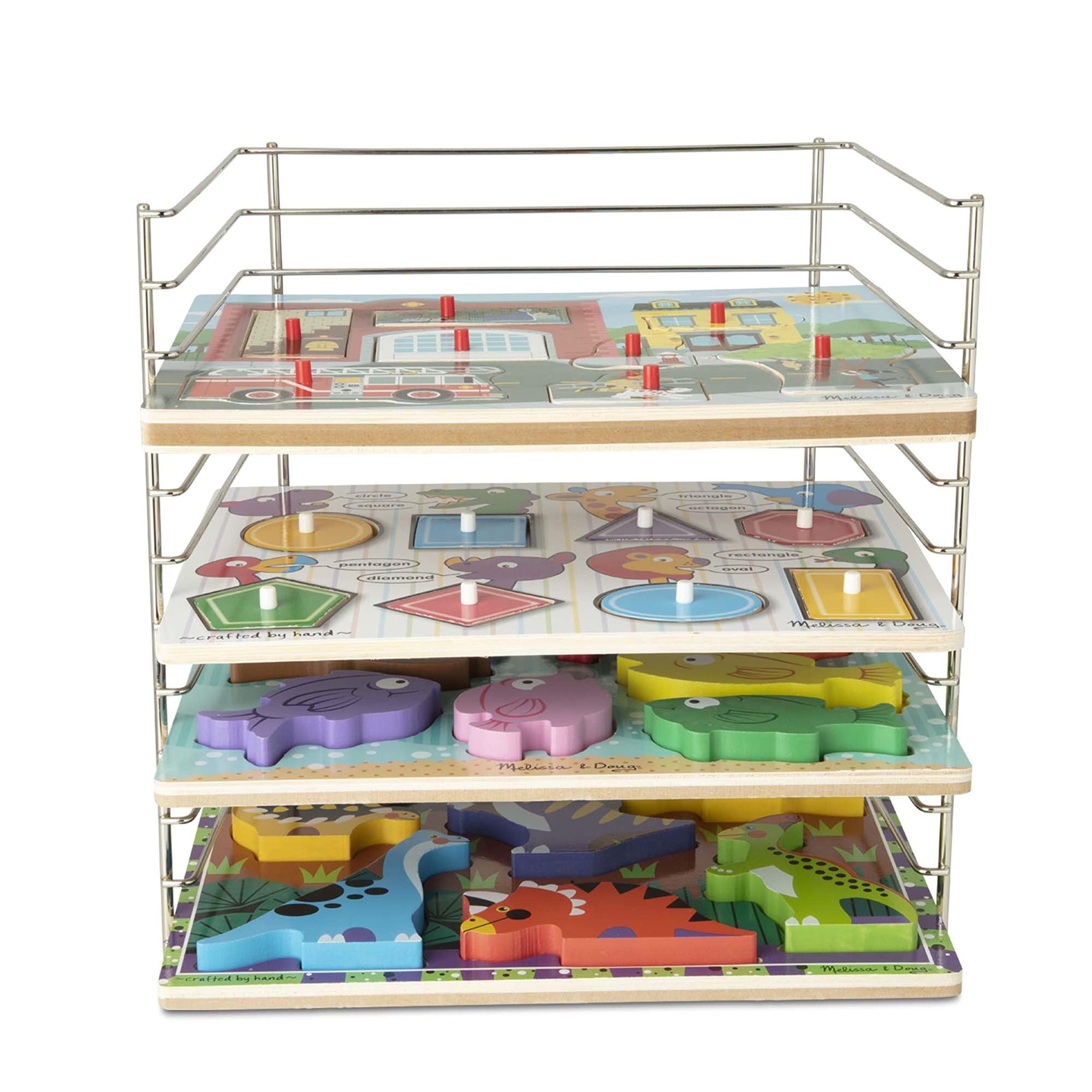 Melissa & Doug Multi-Fit Metal Wire Puzzle Rack 12 inches wide and 0.75 inches deep