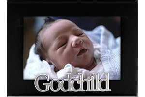 Malden International Designs 4391-46 Baby Memories Godchild Black Wood Picture Frame, 4x6, Black
