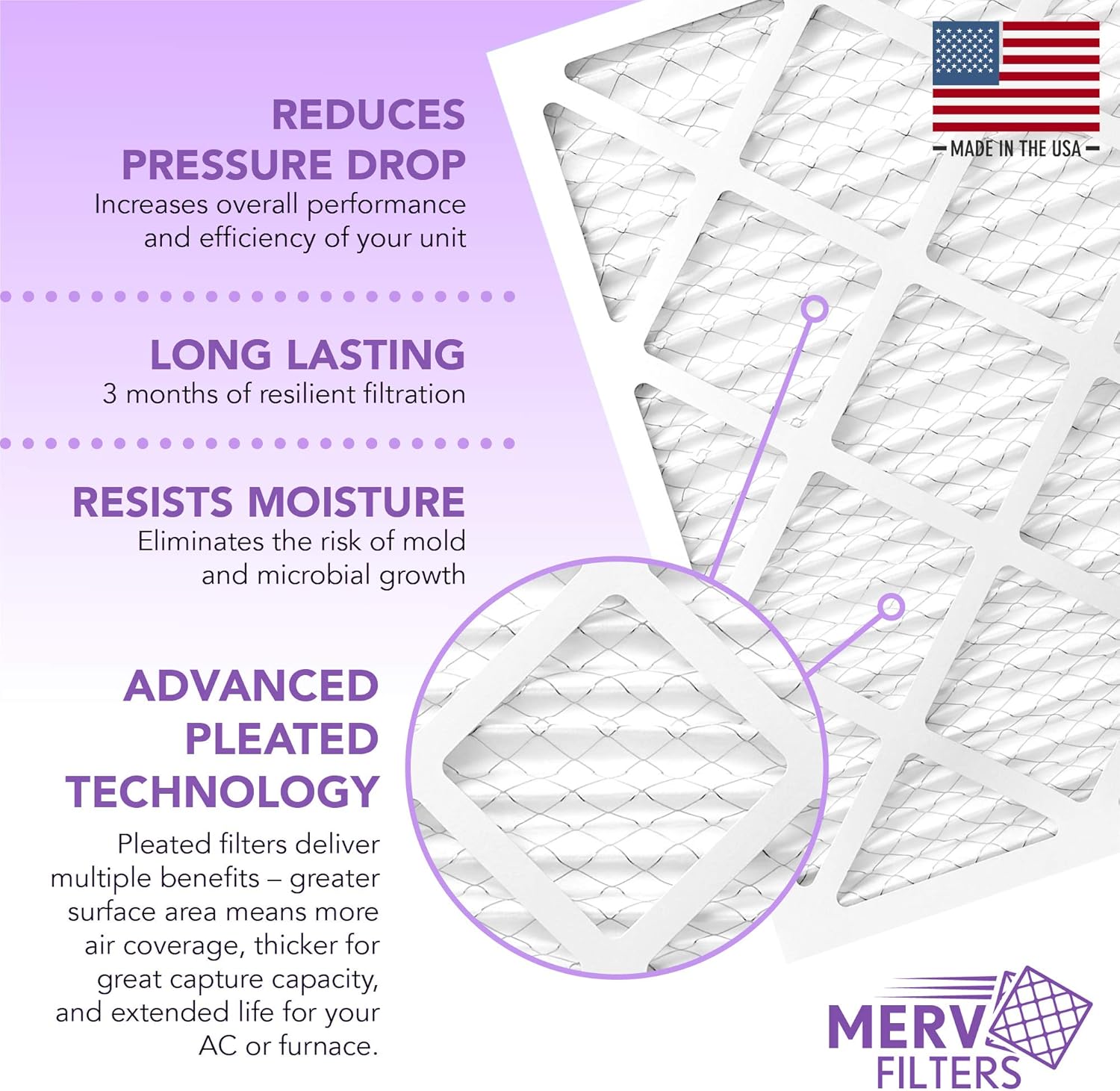 MervFilters 10x10x1 Air Filter, MERV 13, MPR 1500, AC Furnace Air Filter, 4 Pack: Home Improvement