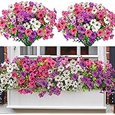 Nepfaivy Artificial Outdoor Flowers UV-Resistant - Realistic Artificial Flowers for Outdoors 12 Bundles 3 Colors, Fake Flowers for Outside Fade Resistant, Plastic Faux Flowers for Outdoor Planters