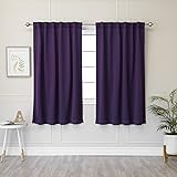 Best Home Fashion Thermal Insulated Blackout Curtains - Back Tab/Rod Pocket - Purple- 52" W x 63" L – Tie Backs Included (Set of 2 Panels)