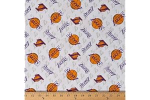 FIELD'S FABRICS Cotton Los Angeles Lakers White NBA Pro Basketball Sports Team Cotton Fabric Print by The Yard (D670.13)