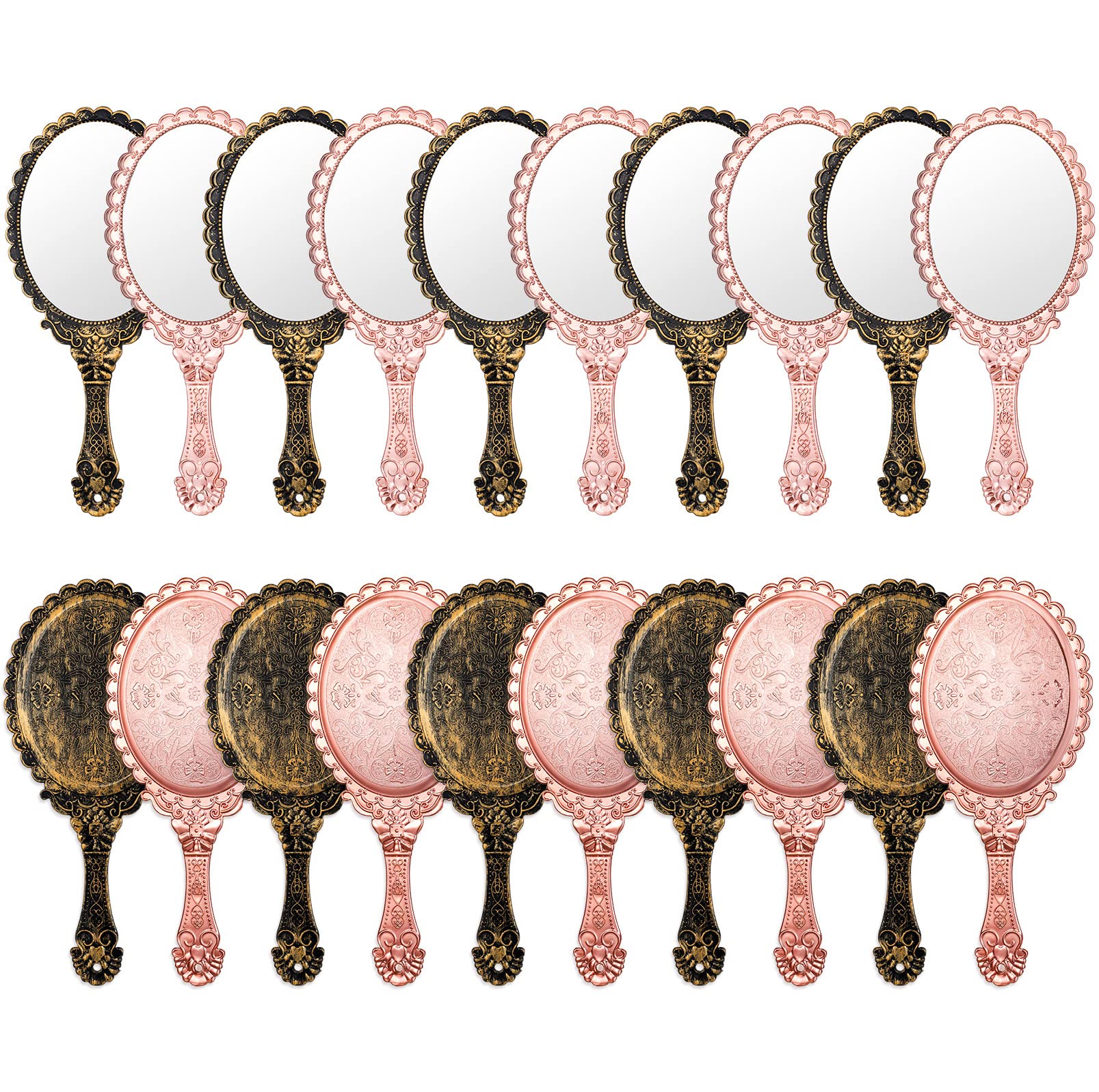 Photo 1 of (unknown if complete) Namalu 20 Pcs Vintage Handheld Mirrors, 9.8" l x 4.5" W Portable Hand Held Embossed Flower Retro