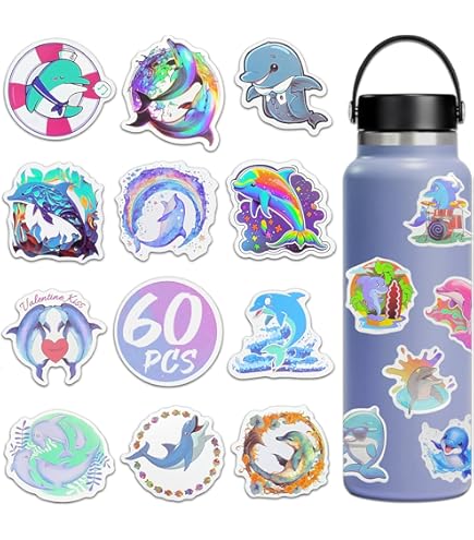 50 Autocollants Dauphins Mignons - Vinyle Imperméable - Pour Tasse, Laptop, Valise - Déco DIY