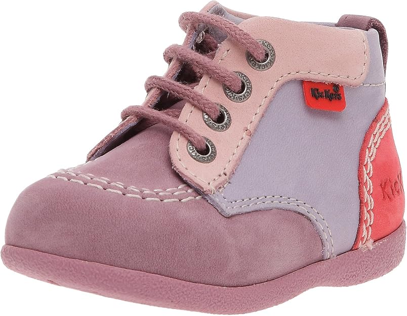 Chaussures Bébé Fille Kickers Tremimi – Pour L’apprentissage De La Marche, Cuir, Semelle Caoutchouc, Rose Fuchsia