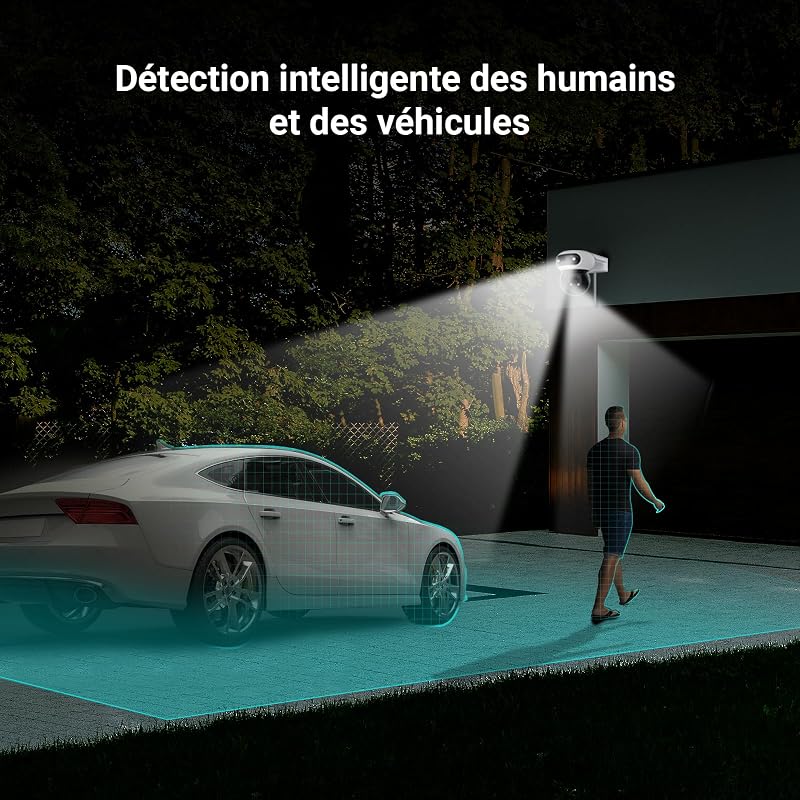 8MP(4MP+4MP) Caméra de Surveillance Extérieur à Double Objectif, C90