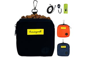 Raisingwell Dog Treat Pouch for Pet Walking and Training with Clicker Poop Bags Small Fanny Zipper Pack Holder for Puppy Snack Dispenser Kit for Leash and Outdoor Use (Black)