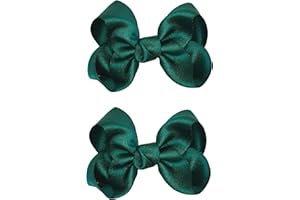 ZOONAI 3 Inch Baby Girl Hair Bows Clips Hairpin Headwear Little Teen Toddler Girls Kids Teens Toddlers Hair Accessories - Set of 2 (Green)