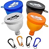 Protein Powder Funnel to Go with Carabiners & Reinforced Caps - 4 Pack (Water Bottle Approve)