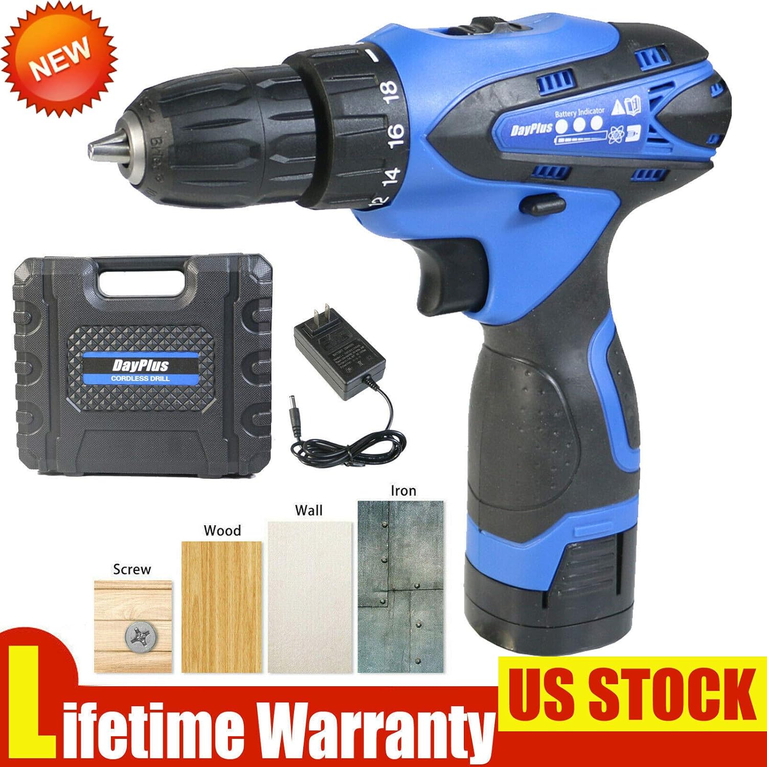 Cordless Electric Drill Driver Screwdriver 16.8V Variable